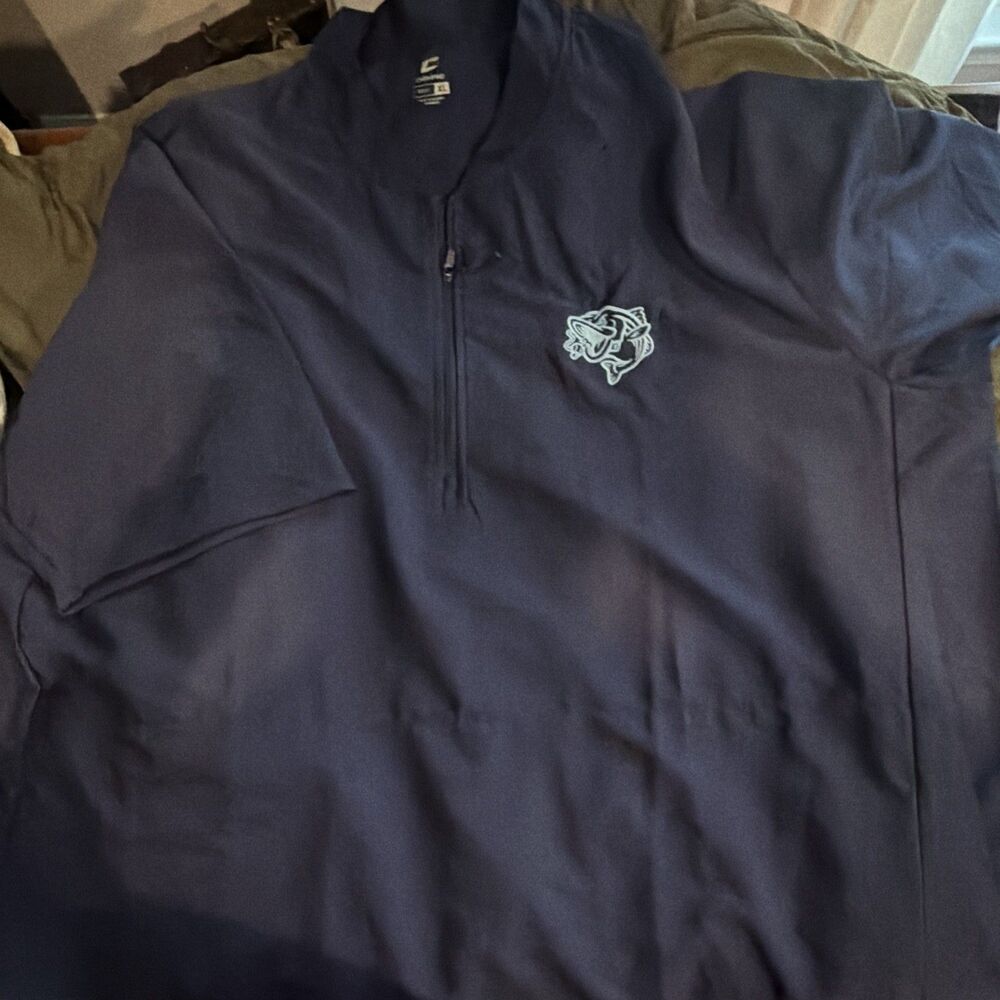 Champro Mens Navy Pullover Size XL 1/4 Zip Mock Neck Short Sleeve Activewear